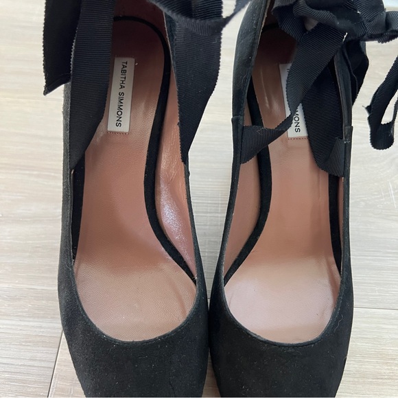 Tabitha Simmons Sky Velvet Ankle Tie Platform Pumps Size 38 - Picture 12 of 13